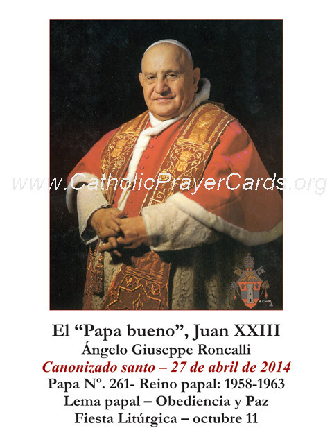 Oct 11th:** SPANISH ** Pope John XXIII Canonization Holy Card
